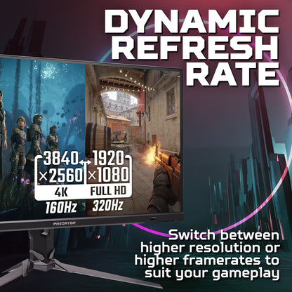 Acer Predator XB323QKV4 - 31.5" Ultra HD (3840x2160), 320Hz DFR, 0.5ms, HDR10, AMD FreeSync Premium Gaming Monitor
