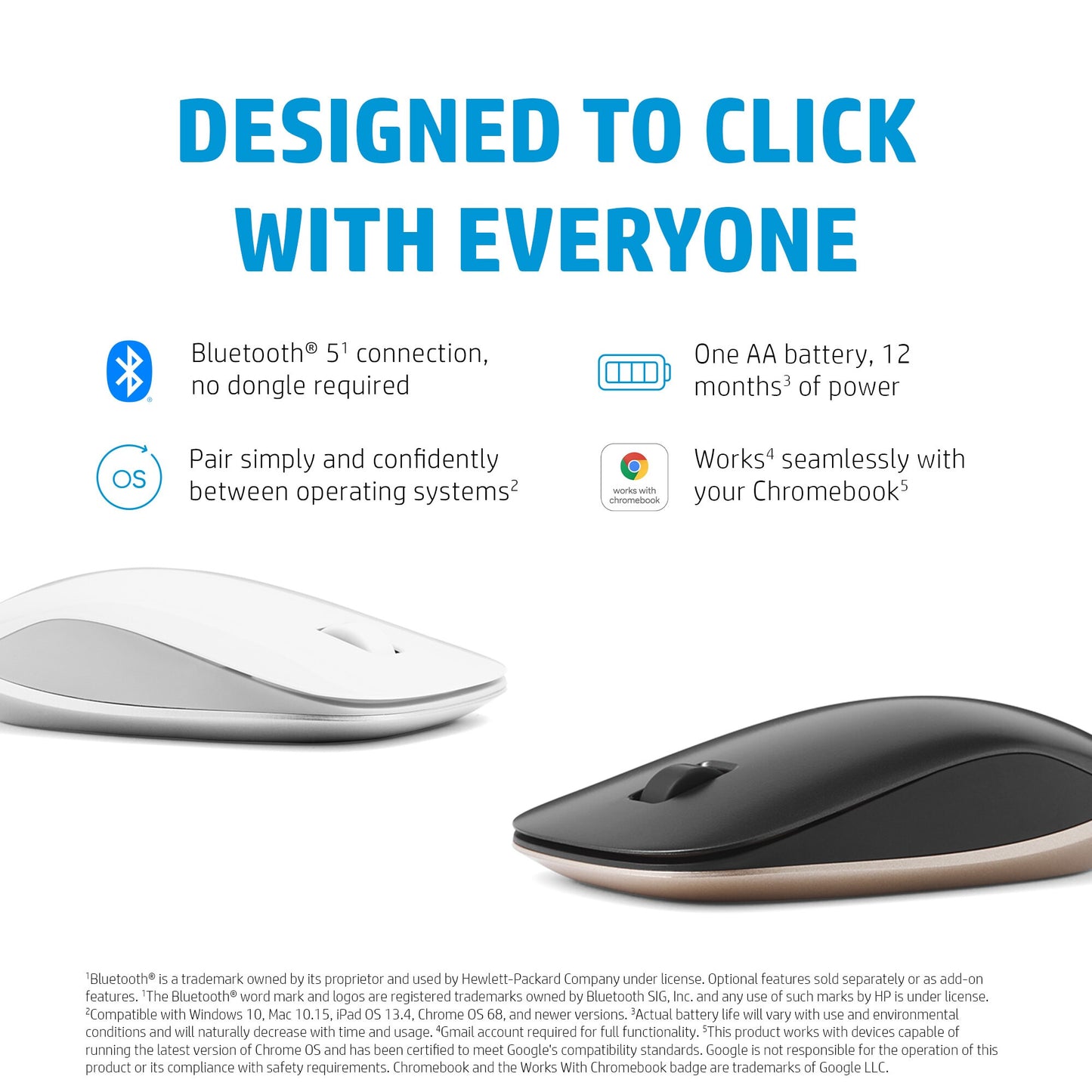 HP 410 Slim Silver Bluetooth Mouse