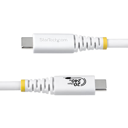StarTech.com 2m (6ft) USB4 Cable, 20Gbps, USB-IF Certified USB-C Cable, 240W PD EPR, 4K 120Hz DP 2.1, TPE Jacket, White USB-C Cord