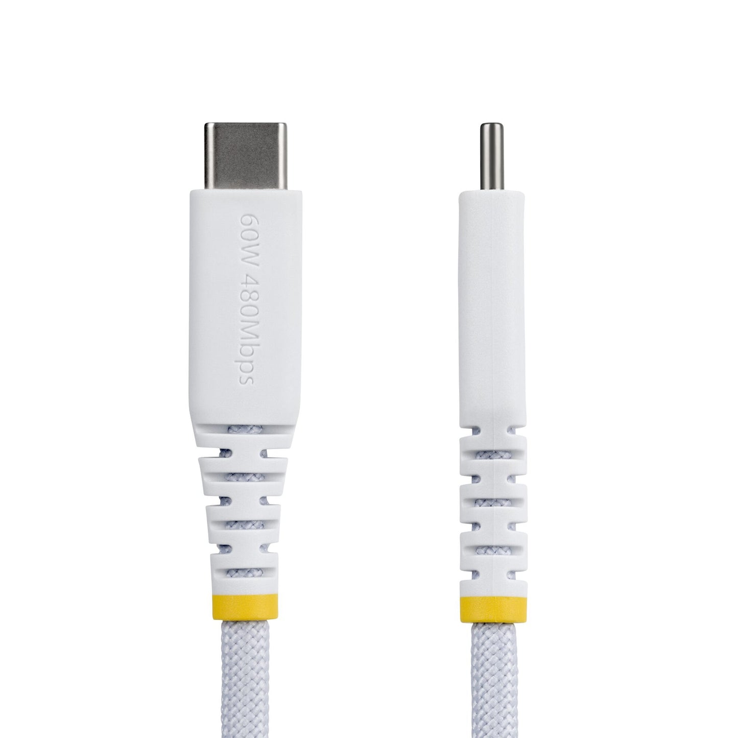 StarTech.com 3m (10ft) White USB-C Charging Cable, 60W (3A) PD, Dual-Layer Braided Nylon/TPE Jacket, Rugged USB C Charging Cord, USB 2.0 Laptop Charger Cable