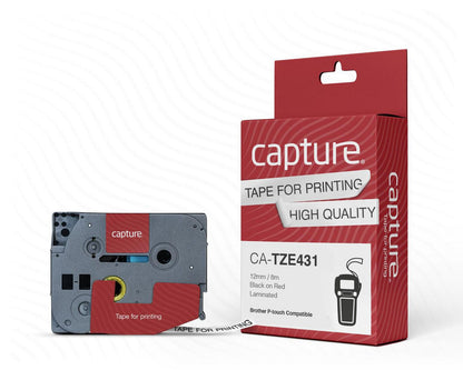 Capture CA-TZE431 label-making tape Black on red