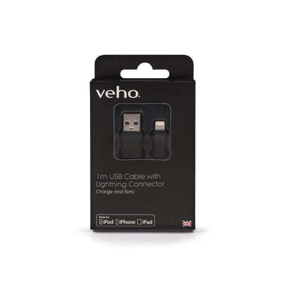 Veho Pebble Certified MFi Lightning To USB Cable | 1 Metre/3.3 Feet | Charge and Sync | Data Transfer - (VPP-501-1M)