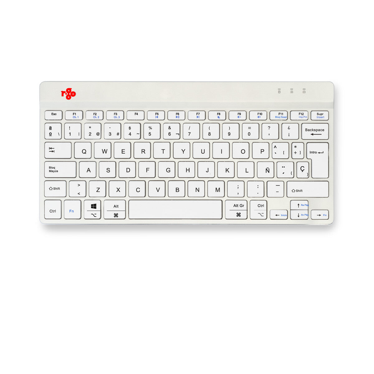 R-Go Tools Ergonomic keyboard R-Go Compact Break, compact keyboard with break software, QWERTY (ES), Bluetooth, white
