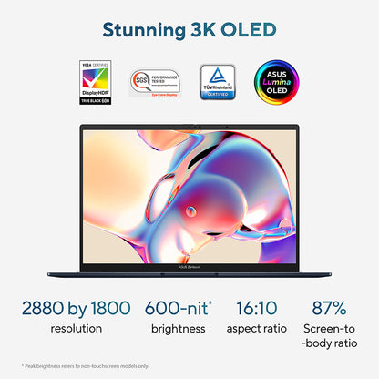 ASUS Zenbook 14 OLED UX3405CA-QL104W Intel Core Ultra 9 285H Laptop 35.6 cm (14") Touchscreen WUXGA 32 GB LPDDR5x-SDRAM 1 TB SSD Wi-Fi 7 (802.11be) Windows 11 Home Blue