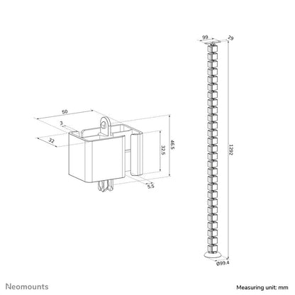 Neomounts ADS06-130WH Cable spine - screw-mounted - universal
