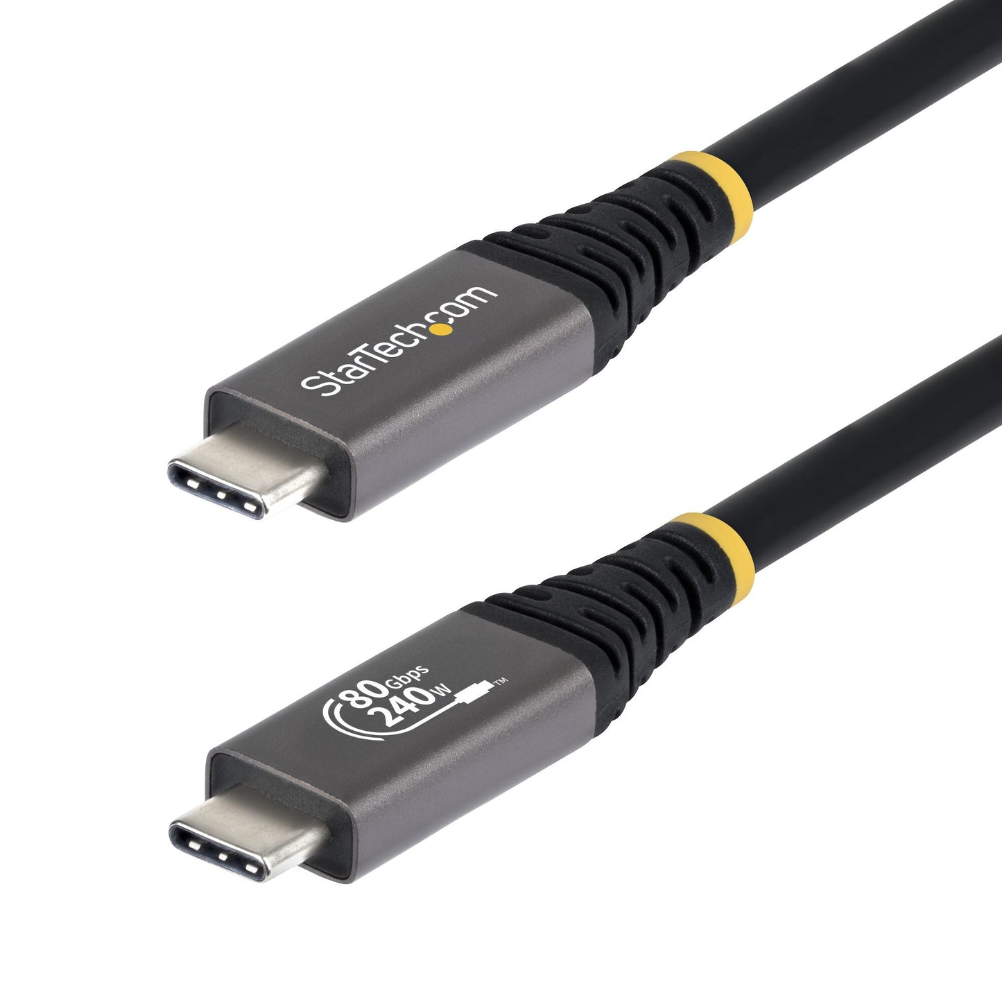 StarTech.com 50cm (1.6ft) USB4 Cable, 80Gbps, USB-IF Certified USB-C Cable, 240W PD, 8K 120Hz/4K 240Hz DP2.1 DP80, TPE Jacket, Thunderbolt 4 Compatible - Black USB-C Cord
