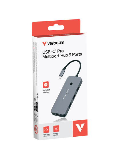 Verbatim CMH-09 USB Type-C 10000 Mbit/s Silver