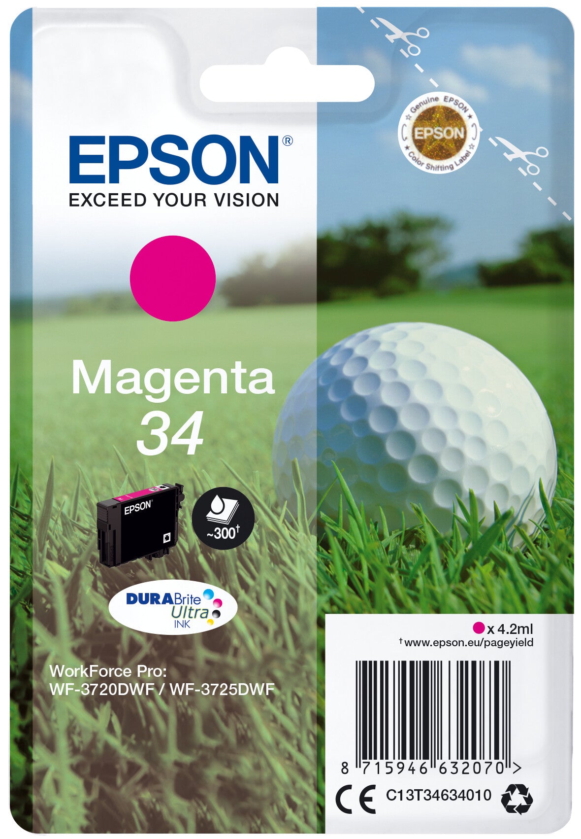 Epson Golf ball Singlepack Magenta 34 DURABrite Ultra Ink