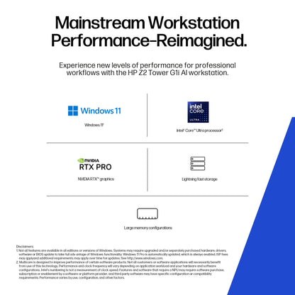 HP Z2 Tower G1i Intel Core Ultra 7 265 32 GB DDR5-SDRAM 1 TB SSD Windows 11 Pro Workstation AI Workstation, AI PC Black