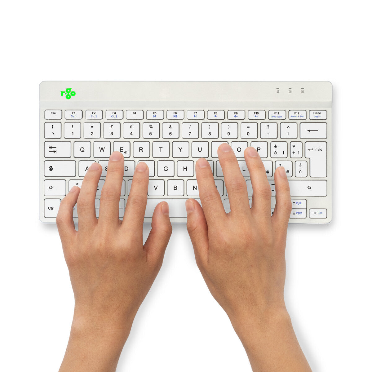 R-Go Tools Ergonomic keyboard R-Go Compact Break, compact keyboard with break software, QWERTY (IT), Bluetooth, white