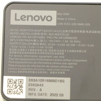 Lenovo 5A10W86302 power adapter/inverter Indoor 65 W Black