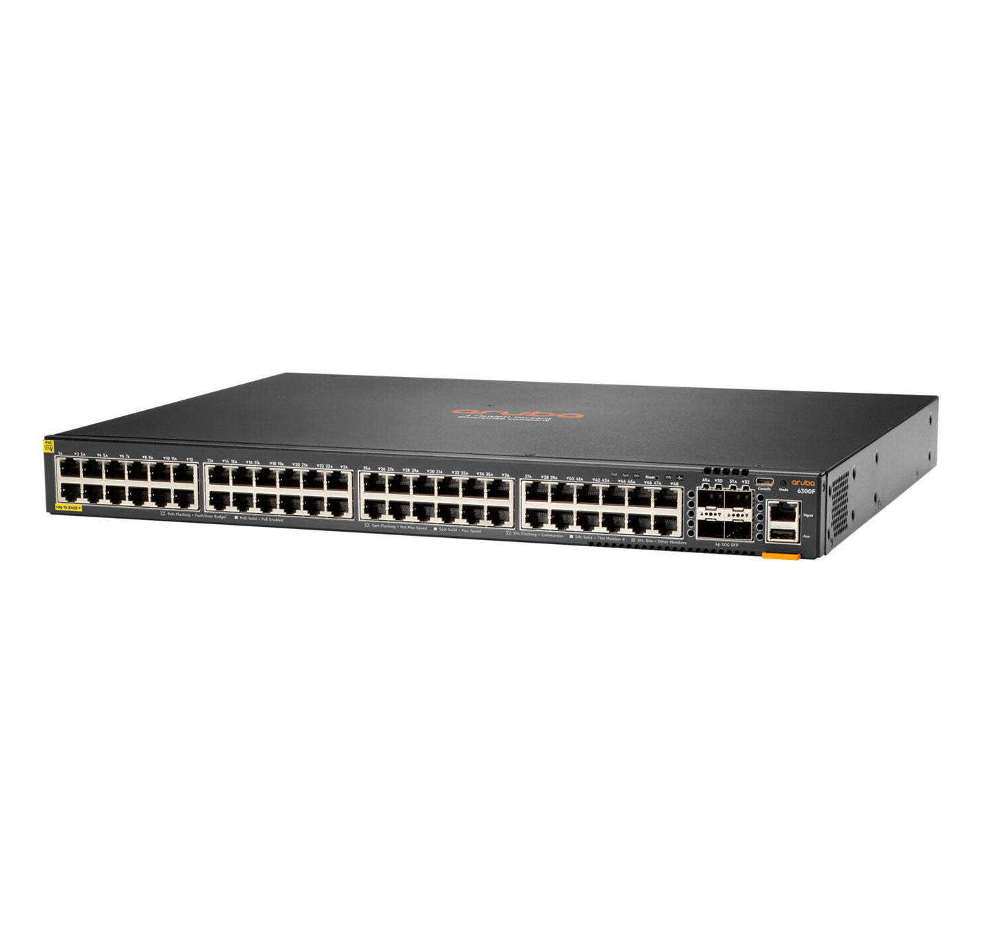 HPE Aruba Networking Aruba 6300F 48-port 1GbE Class 4 PoE & 4-port SFP56 Managed L3 Gigabit Ethernet (10/100/1000) Power over Ethernet (PoE) 1U Grey