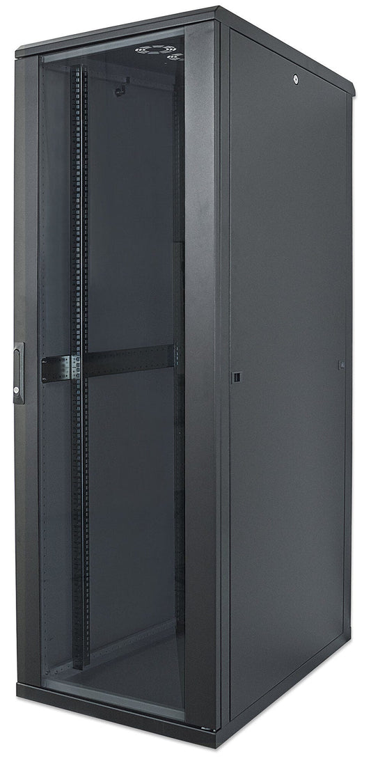 Intellinet 19" Network Cabinet - Free Standing, 32U, 600x800mm (width x depth), Black, Flatpack, Max 1500kg, Multi-Point Door Lock, One Lock Per Side Panel, Usable Depth 123 to 573mm, IP20 rated, Rack, Steel