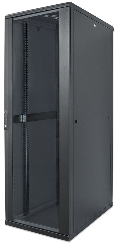 Intellinet 19" Network Cabinet - Free Standing, 36U, 800x800mm (width x depth), Black, Flatpack, Max 1500kg, Multi-Point Door Lock, One Lock Per Side Panel, Usable Depth 123 to 573mm, IP20 rated, Rack, Steel
