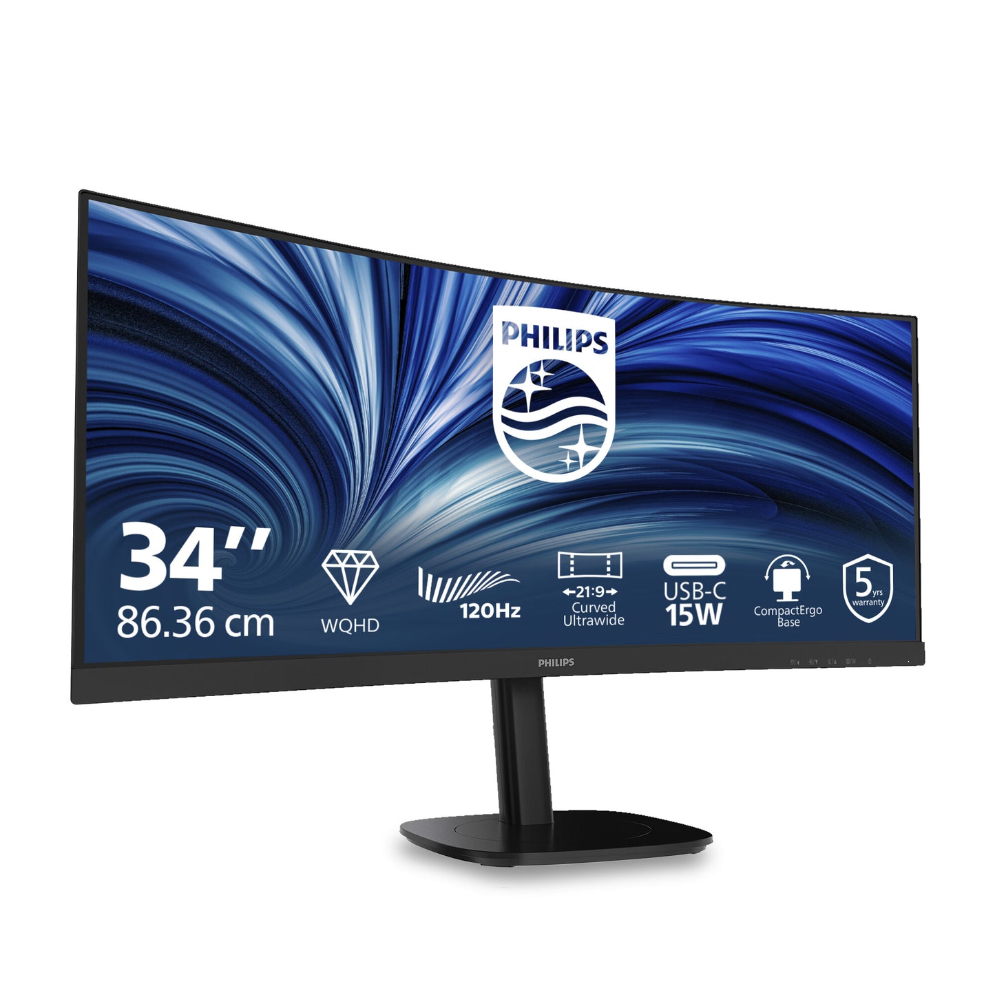 Philips 34B2N3500C/00 computer monitor 86.4 cm (34") 3440 x 1440 pixels Wide Quad HD LCD Black