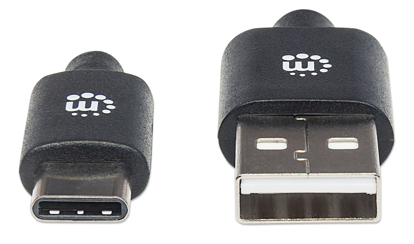 Manhattan USB-C to USB-A Cable, 3m, Male to Male, 480 Mbps (USB 2.0), Hi-Speed USB, Black, Lifetime Warranty