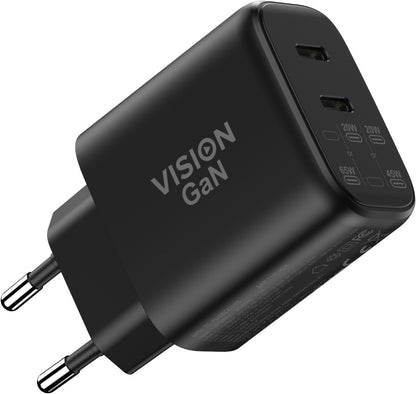 Vision TC-PUSBCEU/65 mobile device charger Universal Black AC Fast charging Indoor