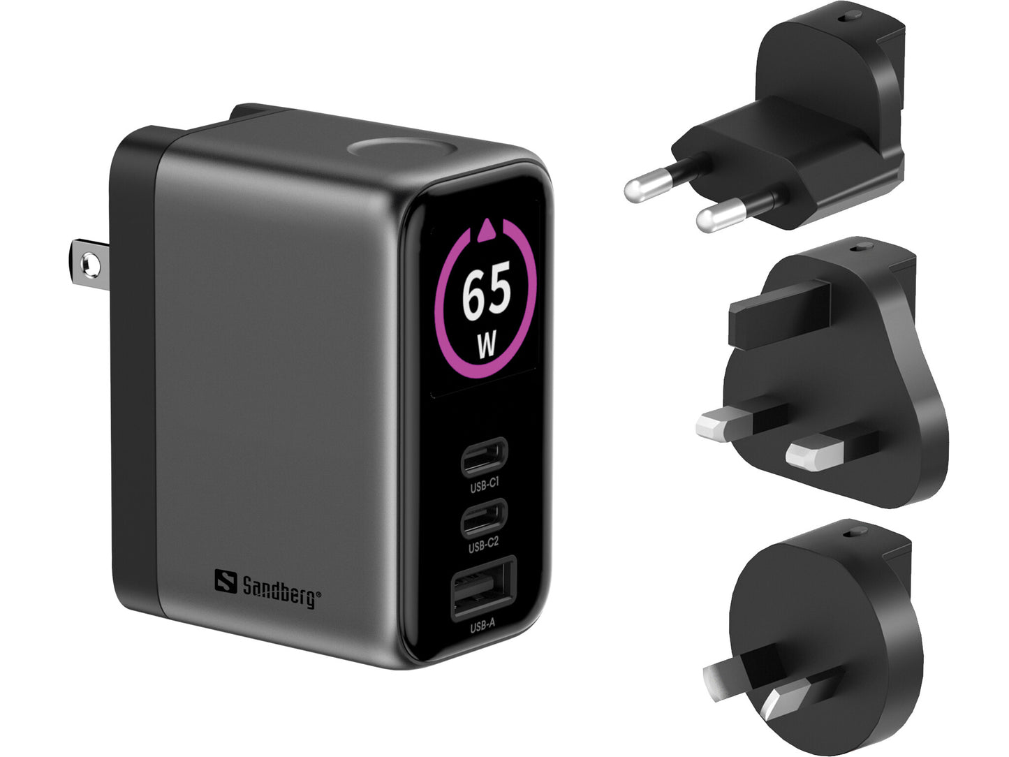 Sandberg Travel Charger PD65W Display