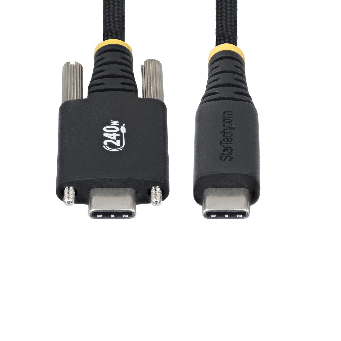 StarTech.com 6.6ft (2m) USB-C Charging Cable, Side Screw Locking, 240W (5A) PD EPR, Dual-Layer Silicone/Braided Jacket, USB 2.0 Laptop Charger Cable, USB-IF Certified, Rugged USB-C Charging Cord