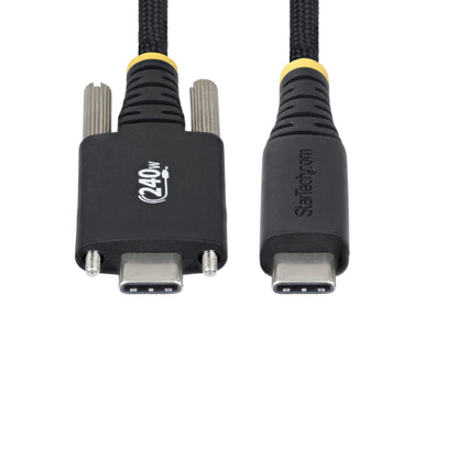 StarTech.com 6.6ft (2m) USB-C Charging Cable, Side Screw Locking, 240W (5A) PD EPR, Dual-Layer Silicone/Braided Jacket, USB 2.0 Laptop Charger Cable, USB-IF Certified, Rugged USB-C Charging Cord