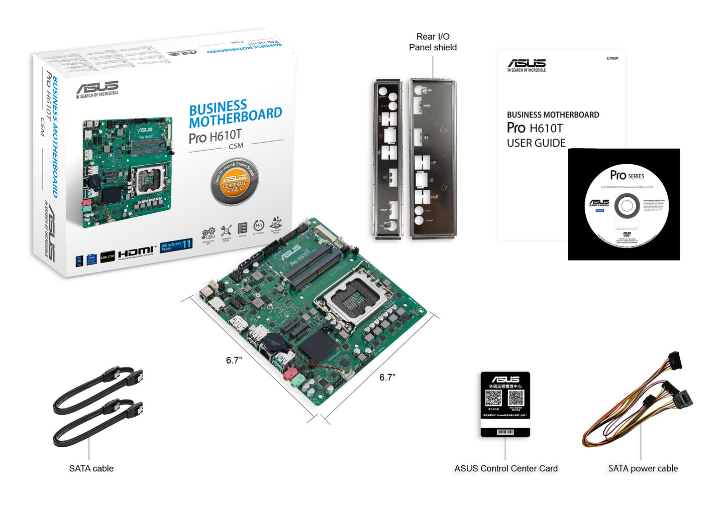ASUS PRO H610T-CSM Intel H610 LGA 1700 Thin Mini ITX