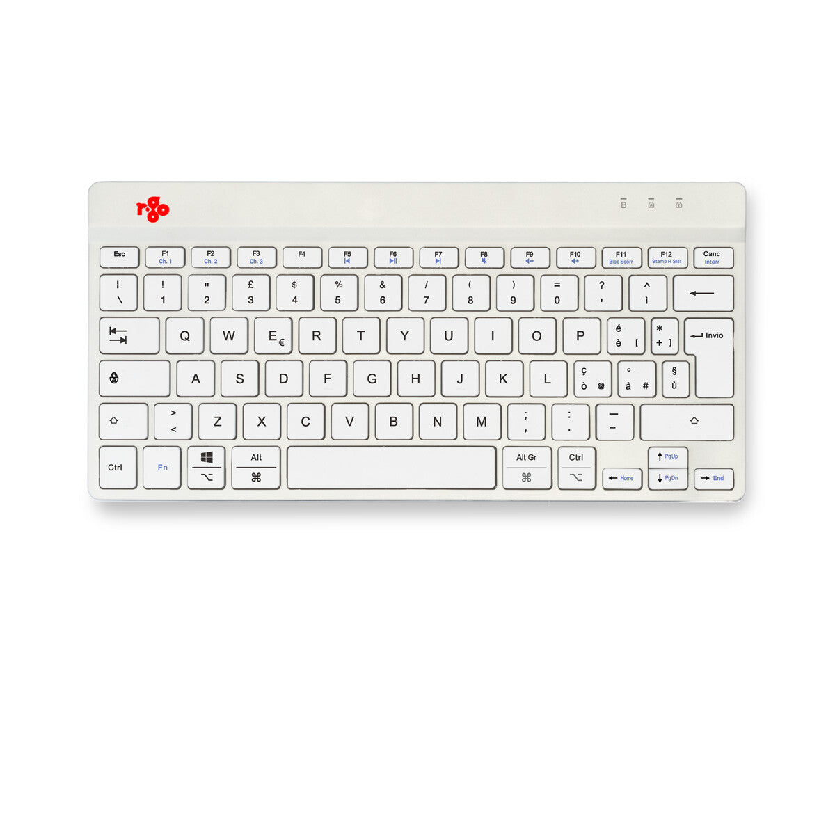 R-Go Tools Ergonomic keyboard R-Go Compact Break, compact keyboard with break software, QWERTY (IT), Bluetooth, white