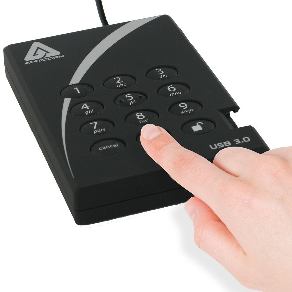 Apricorn Aegis Padlock USB 3.0 500GB external hard drive Black