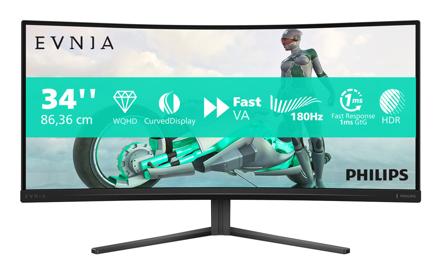 Philips Evnia 34M2C3500L/00 computer monitor 86.4 cm (34") 3440 x 1440 pixels Wide Quad HD LCD Black