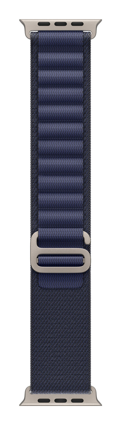 Apple 49mm Navy Alpine Loop - Medium - Natural Titanium Finish