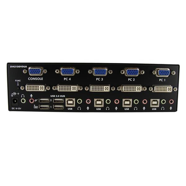 StarTech.com 4 Port DVI VGA Dual Monitor KVM Switch USB with Audio & USB 2.0 Hub