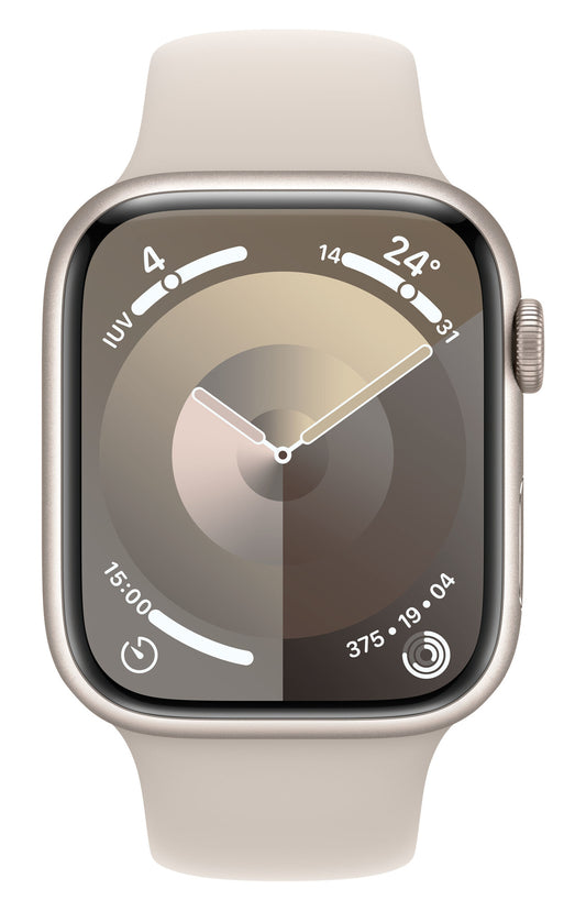 Apple Watch Series 9 GPS 45mm Starlight Aluminium Case w/ Starlight Sport Band - M/L