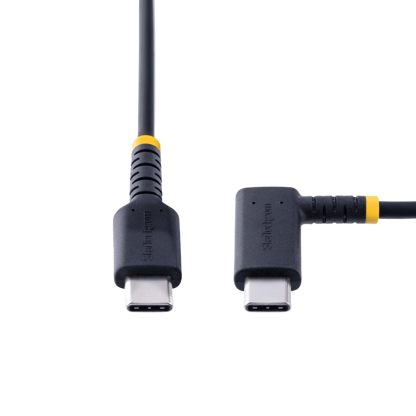 StarTech.com 3ft (1m) USB C Charging Cable Right Angle - 60W PD 3A - Heavy Duty Fast Charge USB-C Cable - Black USB 2.0 Type-C - Rugged Aramid Fiber - USB Charging Cord