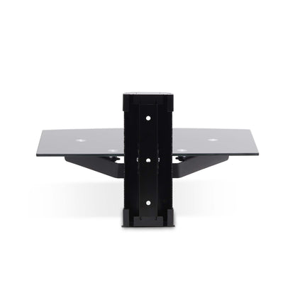 StarTech.com Floating Wall-Mounted AV Shelf, Adjustable Height Shelf For Under TV, Organize A/V Equipment On Black Tempered Glass Shelf