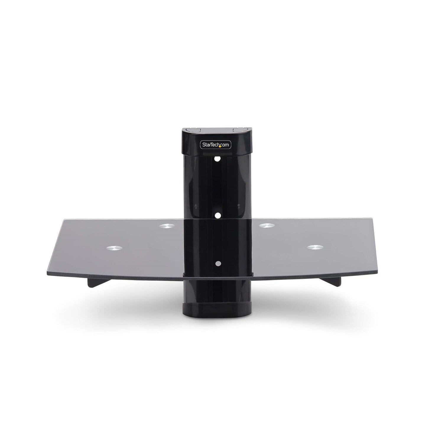 StarTech.com Floating Wall-Mounted AV Shelf, Adjustable Height Shelf For Under TV, Organize A/V Equipment On Black Tempered Glass Shelf