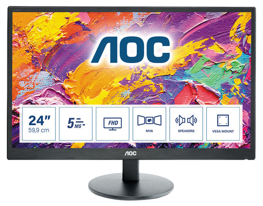 AOC M2470SWH LED display 59.9 cm (23.6") 1920 x 1080 pixels Full HD Black