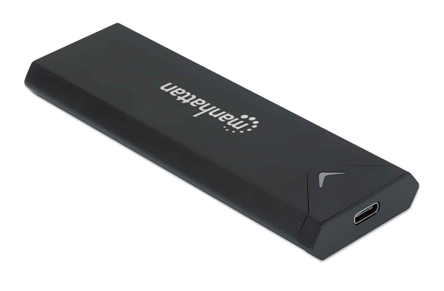 Manhattan M.2 NVMe SSD Enclosure, USB-C Female Connection, 10 Gbps (USB 3.2 Gen2 aka USB 3.1), UASP-compliant, SuperSpeed+ USB, Aluminum, Black, Three Year Warranty, Box