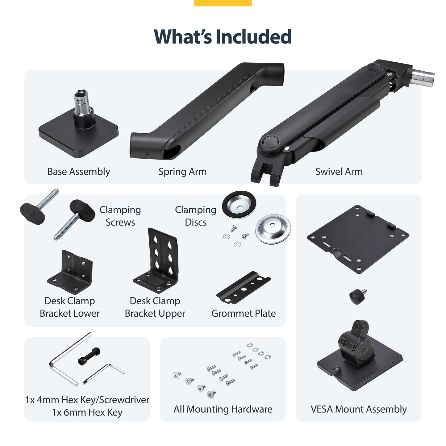 StarTech.com Monitor Desk Mount for up to 49in 32:9 Ultrawide Curved Screens, Mechanical Spring Arm, C-Clamp/Grommet, Tool-Less Adjustment, Max 44lb/20kg