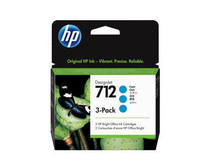 HP 712 3-pack 29-ml Cyan DesignJet Ink Cartridge