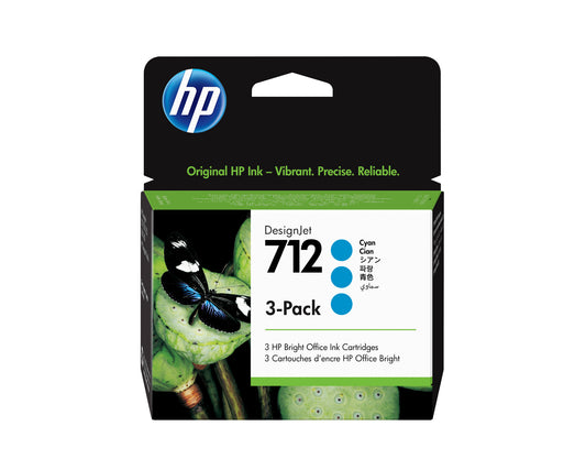 HP 712 3-pack 29-ml Cyan DesignJet Ink Cartridge