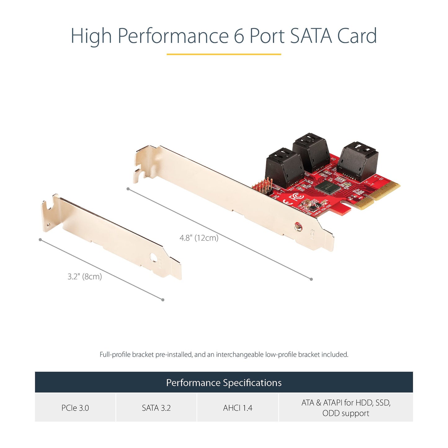 StarTech.com SATA PCIe Card - 6 Port PCIe SATA Expansion Card - 6Gbps - Low/Full Profile - Stacked SATA Connectors - ASM1166 Non-Raid - PCI Express to SATA Converter - TAA