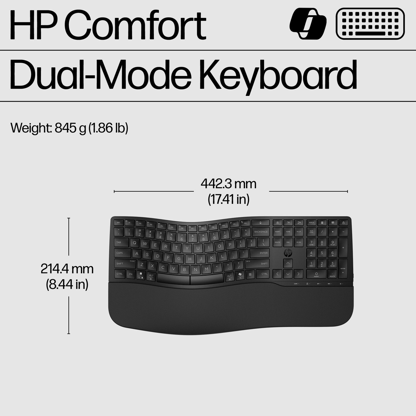 HP 685 Comfort Dual-Mode Keyboard, QWERTY