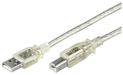 Microconnect USBAB1T USB cable 1 m USB 2.0 USB A USB B Transparent