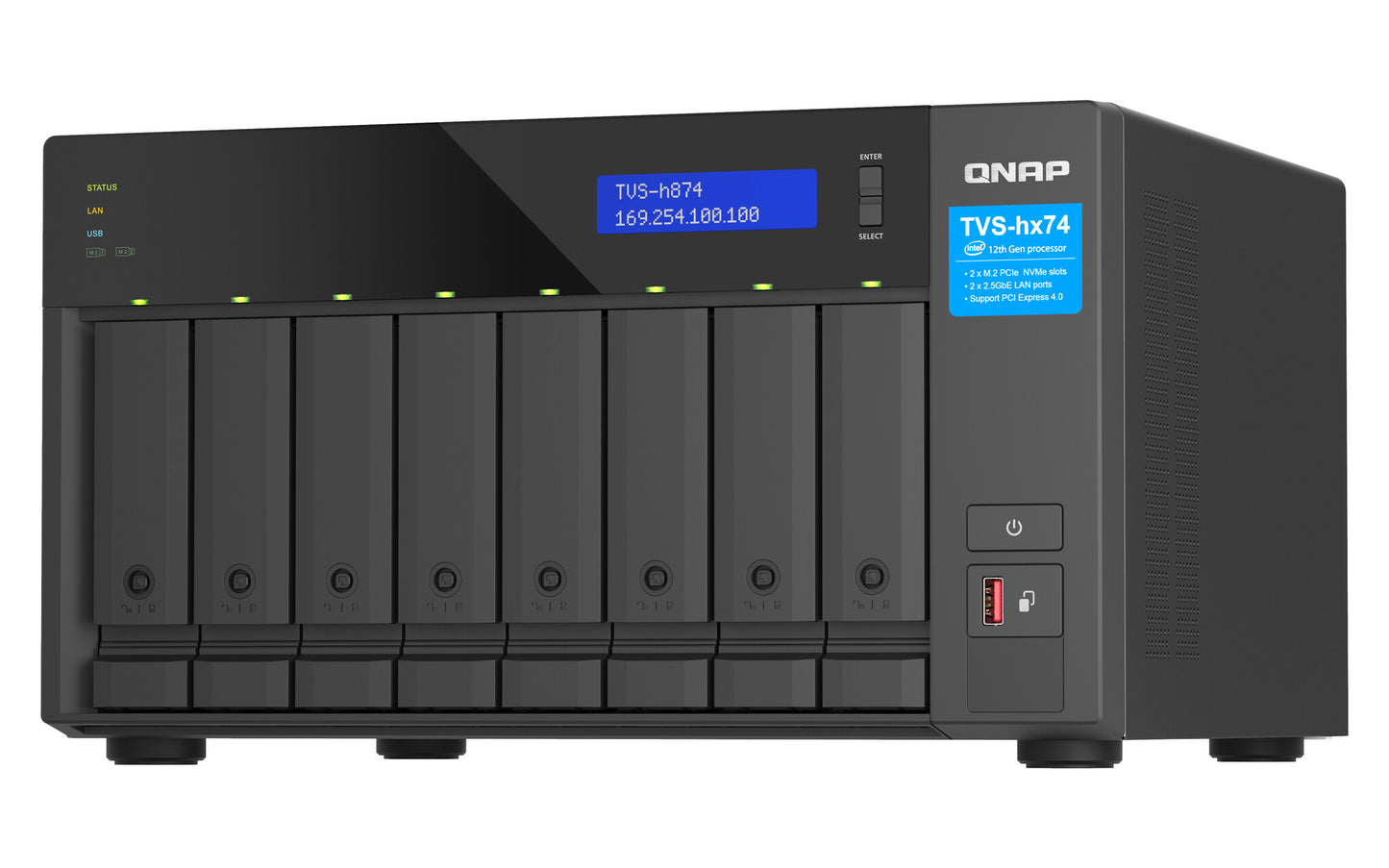 QNAP TVS-H874T-I9-64G NAS/storage server Tower Intel® Core™ i9 64 GB DDR4 0 TB QNAP QTS Black