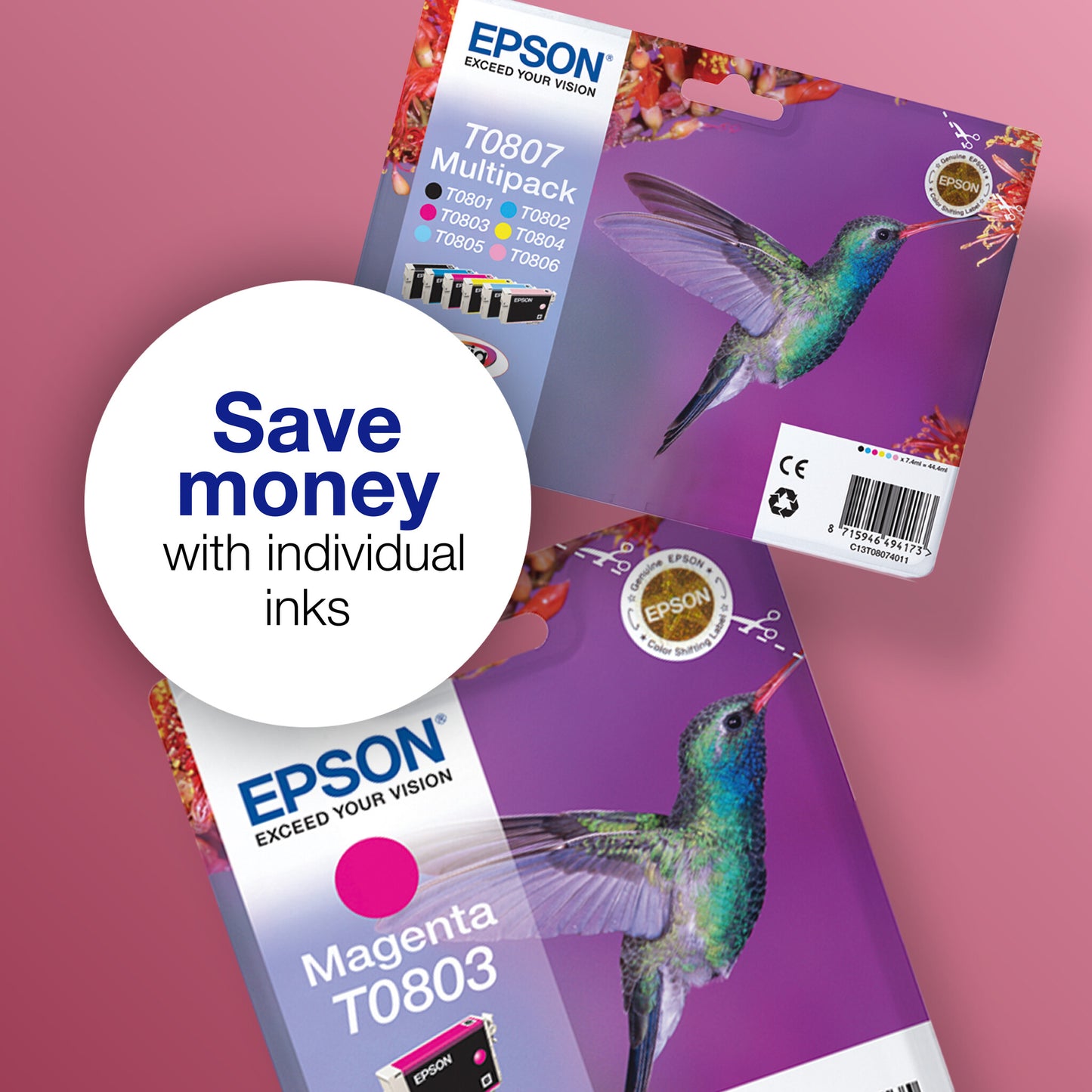 Epson Hummingbird Singlepack Black T0801 Claria Photographic Ink