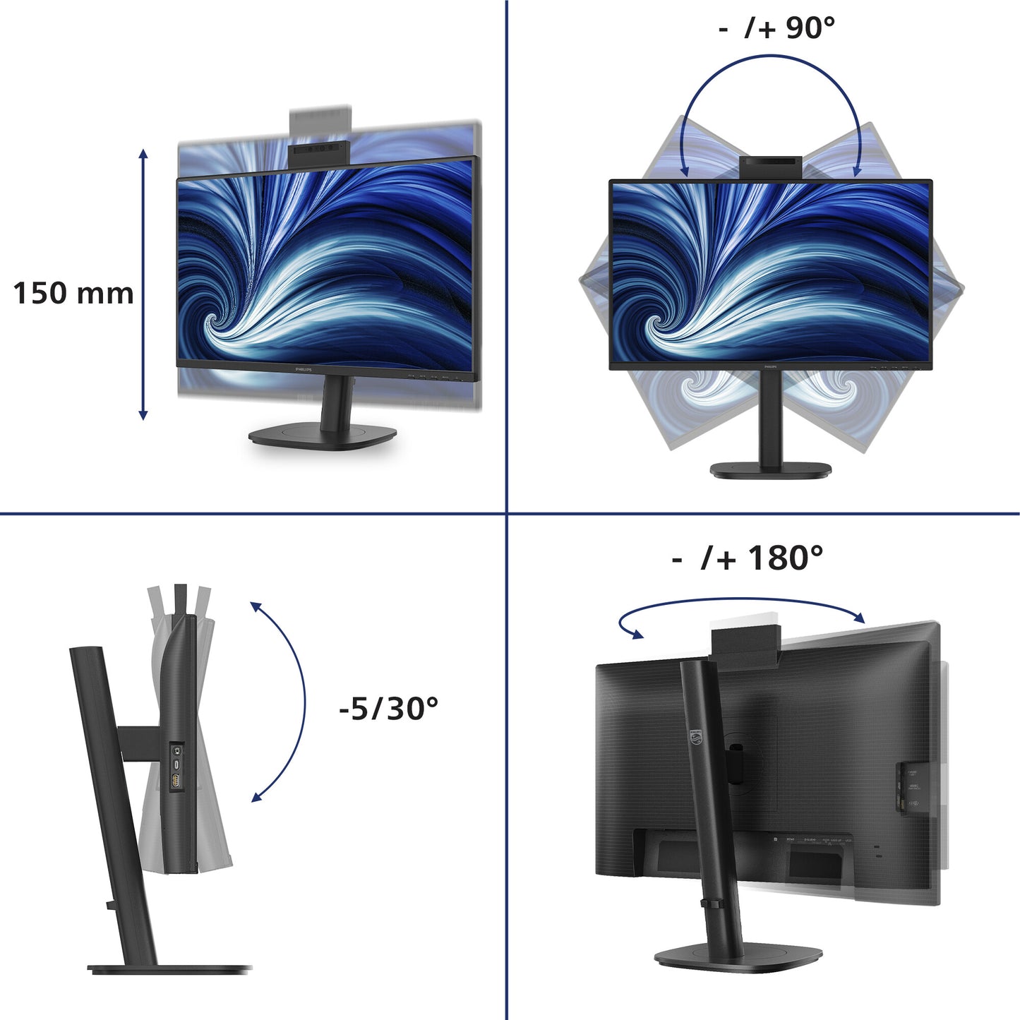 Philips 3000 series 24B2N3200JH/00 computer monitor 60.5 cm (23.8") 1920 x 1080 pixels Full HD LCD Black
