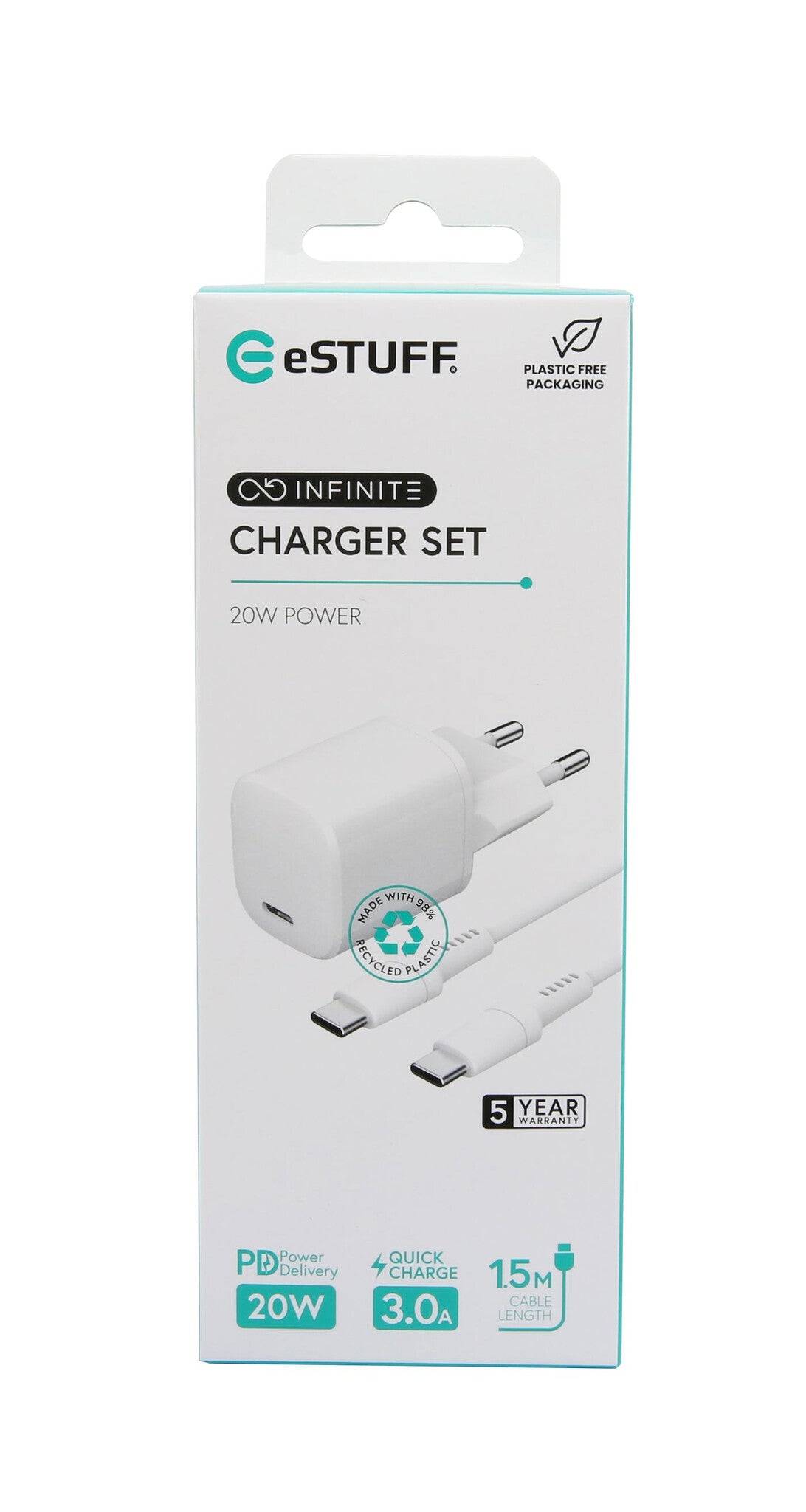 eSTUFF ES637500 mobile device charger Smartphone, Tablet White AC Fast charging Indoor