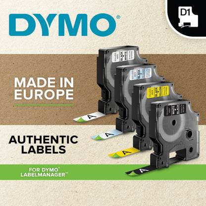 DYMO Authentic D1 Labels | 24mm x 7m Roll | Black Print on Yellow | Self-Adhesive Labels for LabelManager Label Printers