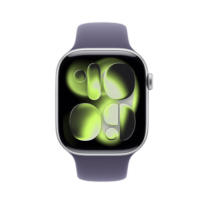 Apple Watch Series 11 GPS + Cellular 46mm Silver Aluminium Case with Purple Fog Sport Band - S/M