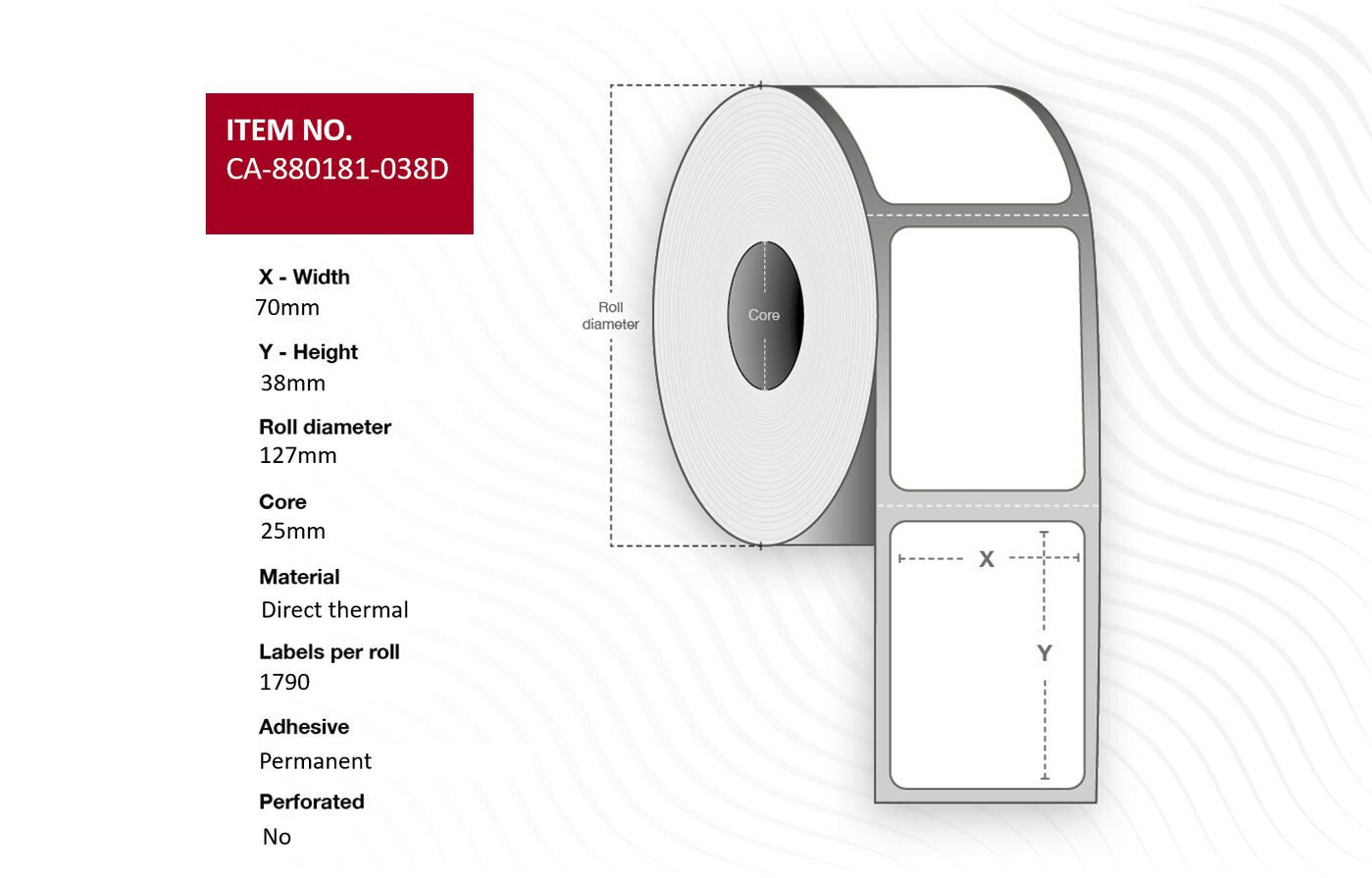 Capture CA-880181-038D printer label White