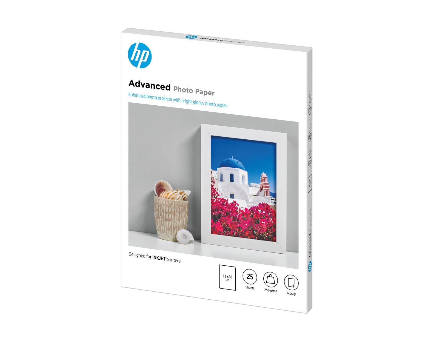 HP Advanced Photo Paper, Glossy, 250 g/m2, 13 x 18 cm (127 x 178 mm), 25 sheets